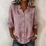 Camisa Vintage com Estampa de Folhas