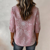 Camisa Vintage com Estampa de Folhas