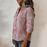 Camisa Vintage com Estampa de Folhas