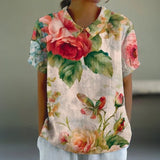 "Blusa Vintage com Estampa Floral" can be rewritten as "Blusa Retro com Design Floral".