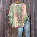 Blusa Vintage com Estampa de Flores