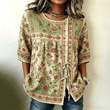 Blusa Vintage com Estampa de Flores