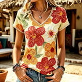 Camisa Estilo Vintage com Estampa Floral