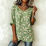 Camisa com Estampa Vintage de Folhas