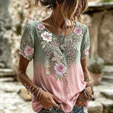 Blusa Vintage com Estampa de Flores