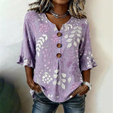 Camisa com Estampa Vintage de Folhas