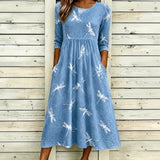 Vestido Casual com Estampa de Libélula