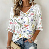Blusa Vintage com Estampa Floral