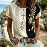 T-Shirt Descontraída Com Estampa Floral