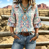 Blusa Vintage com Estampa Floral