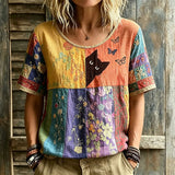 Blusa Vintage com Estampa de Flores