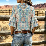 Blusa Vintage com Estampa Floral