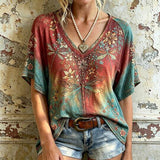 Blusa Vintage com Estampa de Flores