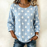 Blusa Vintage com Estampa de Flores
