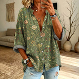 Blusa Vintage de Manga Longa com Estampa Floral