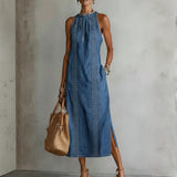 Júlia - Vestido de Denin com Renda Retro