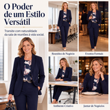 Conjunto de fato de 3 peças para mulher: blazer, top e calças