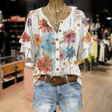 Blusa Vintage com Estampa Floral