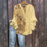 Camisa Vintage com Estampa Geométrica