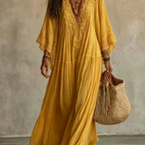 Celeste | Vestido longo em chiffon ivoire e rendas