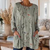 Blusa Vintage com Estampa Floral