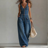 Sofia - Macacão Largo de Denim Casual