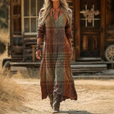 Vestido Vintage Casual de Mangas Longas