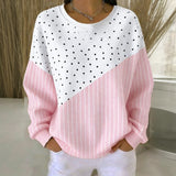 Casual Sweatshirt with Dots and Stripes