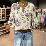Camisa Vintage com Estampa Floral