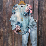 Camisa Vintage com Estampa Floral