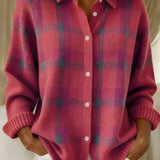 Ashley™ | Clássico Cardigan Xadrez com Gola