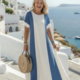 Noémie | Vestido maxi de mangas curtas bicolor