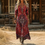 Vestido Longo com Estampa Étnica Vintage