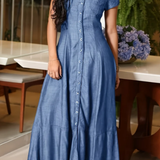 Eliza - Vestido de Denim Longo