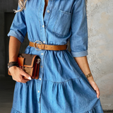 Bárbara - Vestido de Denim Casual Elegante