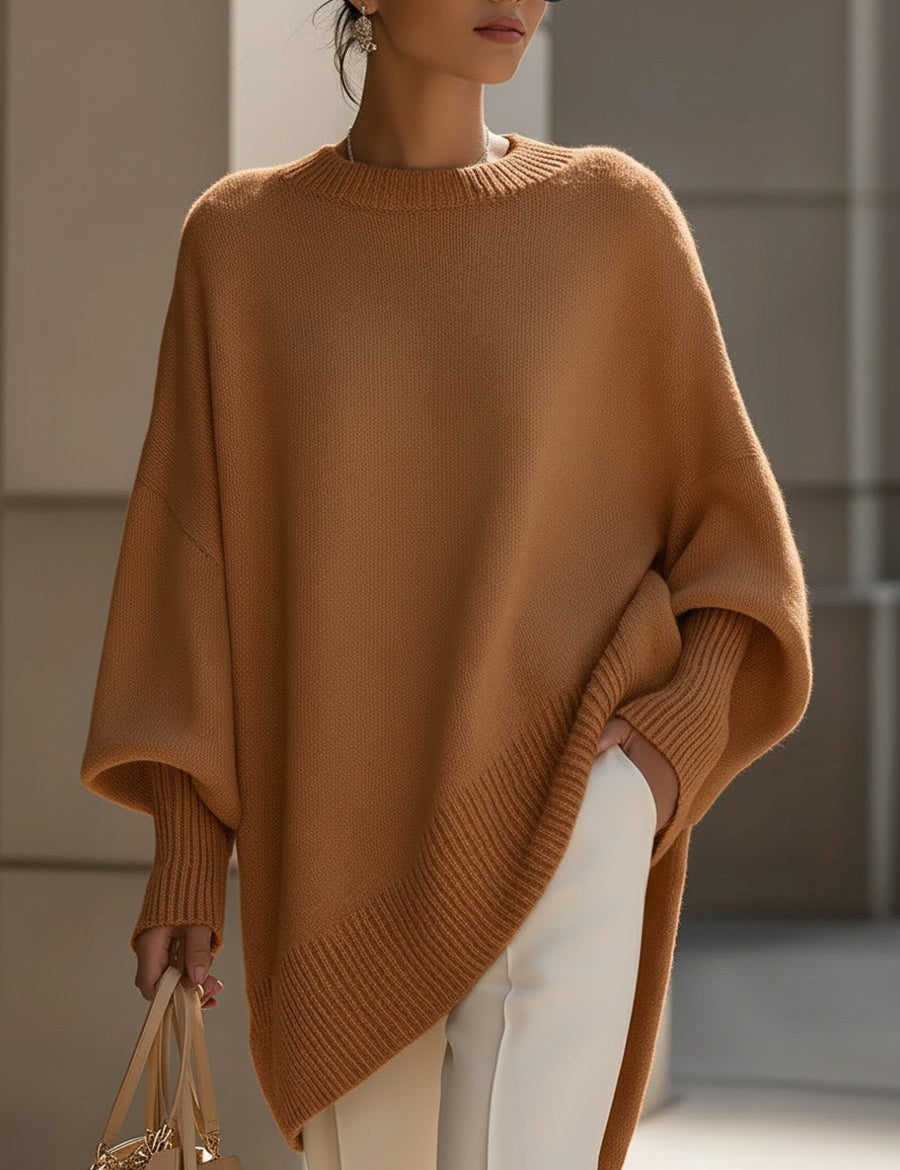 Jennifer | Oversized Jersey Draped Top with Wide Collar