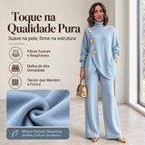 Conjunto elegante para mulher: pulôver de gola alta e calças largas