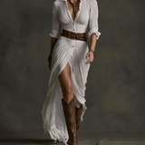 Aurore | Vestido Longo de Linho com Gola Reversa