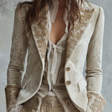 Constance | Ivory Embroidered Tailored Blazer