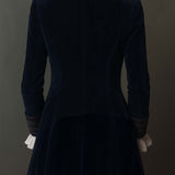 Athénaïs | Casaco Longo Vintage Azul Marinho com Bordado