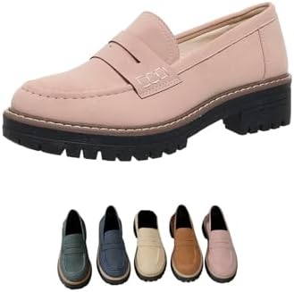 Mocassins Femininos Confortáveis para o Entretempo com Sola Grossa e Antiderrapante