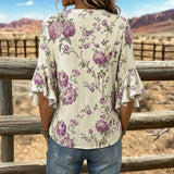 Camisa Vintage com Estampa Floral
