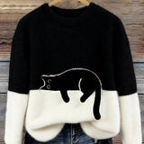 Belinda - Sweater Oversized com Estampa de Gato