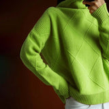 Suéter Casual de Tricot em Cor Sólida