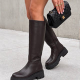 Botas Chunky Elina em Tom Castanho