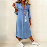 Helena - Vestido Camisa de Denim Casual Elegante