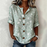 Blusa Vintage com Estampa de Flores
