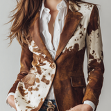 Agathe | Blazer Vintage Estampado de Vaca Eco-Friendly