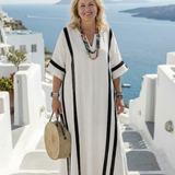Inès | Vestido Maxi Listrado de Mangas Curtas