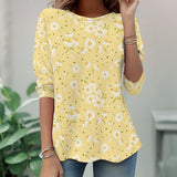 Camisa de Manga Longa Vintage com Estampa Floral
